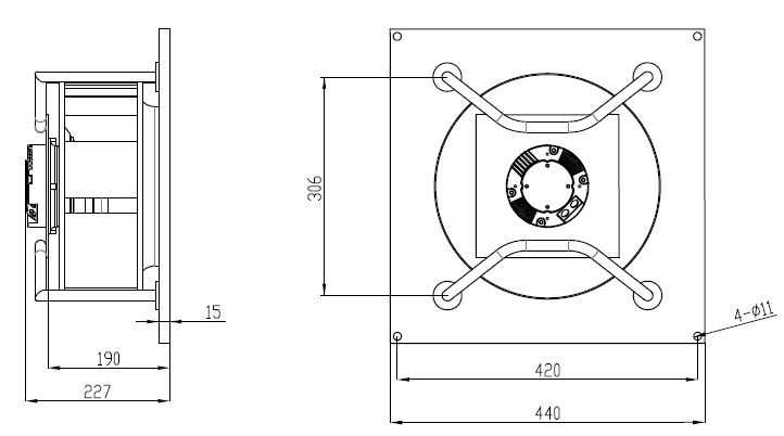 EC無蝸殼離心風(fēng)機(jī)310mm外形尺寸圖
