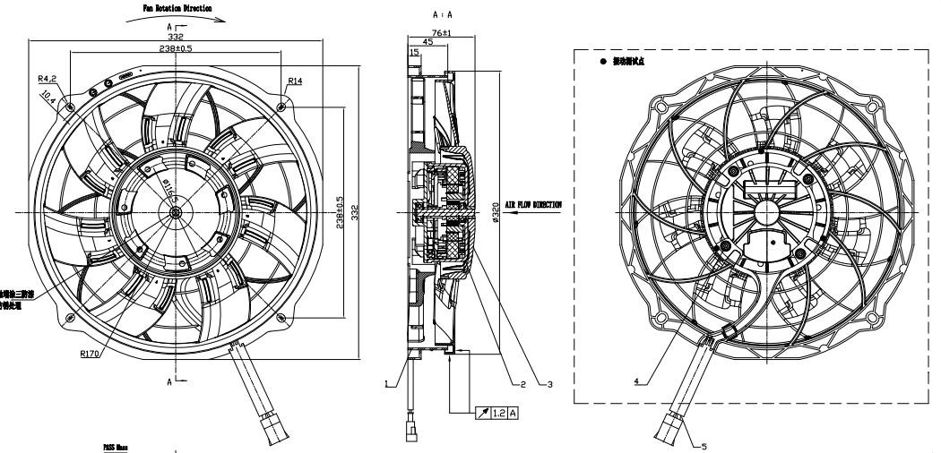 DC直流無刷軸流風(fēng)機(jī)外形尺寸圖